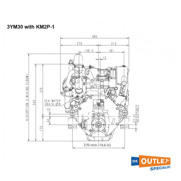 Дизельний двигун Yanmar 3YM30AE 29 к.с.