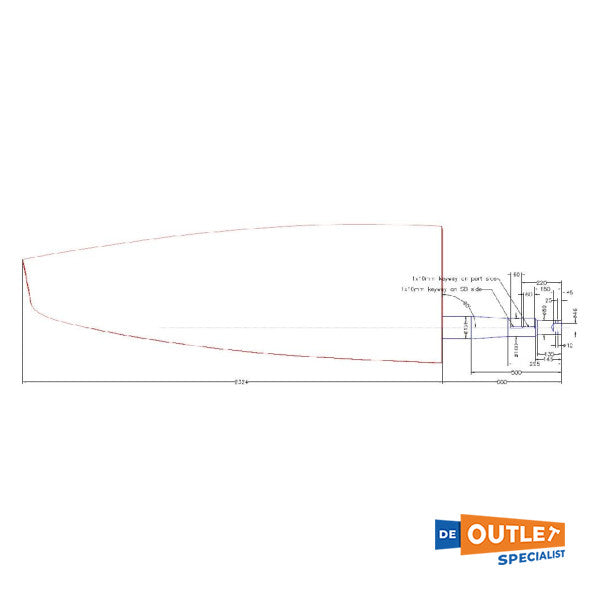 Jefa Hanse 575 fiberglass rudder blade 126 mm - TRU0144