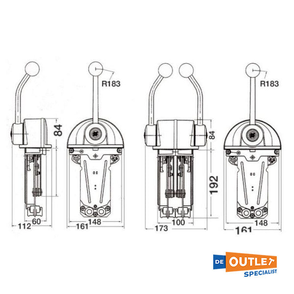 Palancas de control del acelerador de doble motor UltraFlex B322 Chrome - 40669S