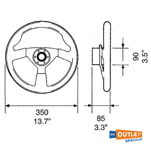 Ultraflex Burano καφέ τιμόνι 350 mm - 64292D