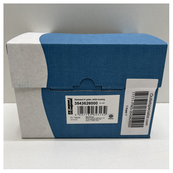 アクアシグナルスターボードグリーン41シリーズナビゲーションライトホワイトハウジング - 3543626000