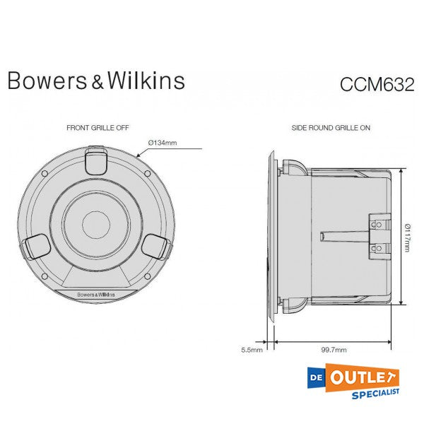 Bowers & Wilkens CCM632 plafondluidspreker inbouw - CCM632